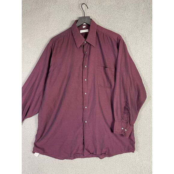 CEZANI Mens‎ 17 32/33 Maroon Long Sleeve Button Shirt Costa Rica Dress Work - Picture 3 of 7